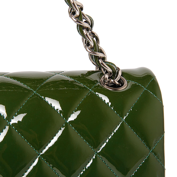 chanel(香奈儿) 绿色漆皮银链单肩包