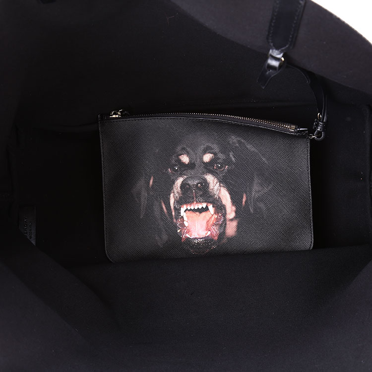 givenchy(纪梵希) 黑色皮质狗头图案大号单肩包