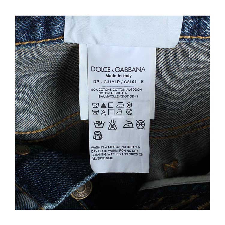 dolce&gabbana/杜嘉班纳男款修身金标14纯棉水洗蓝色牛仔裤 g31ylp