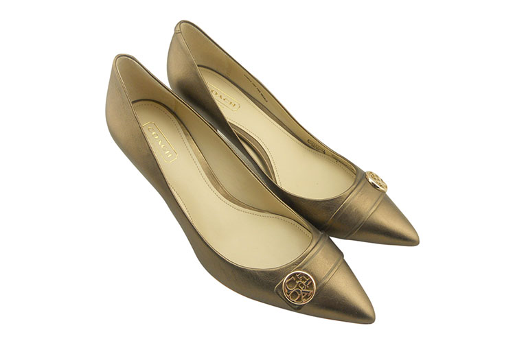 coach蔻驰古金色纯皮高跟鞋undefined36