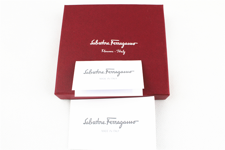 ferragamo菲拉格慕男士棕色牛皮印花短款钱包