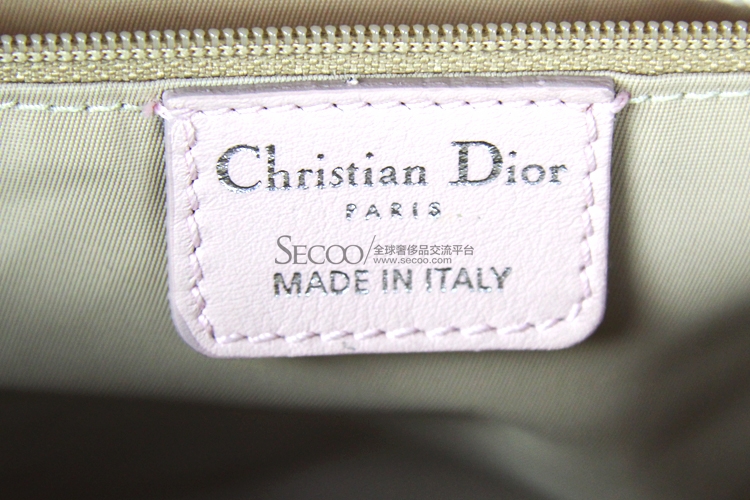 dior 迪奥 浅粉色帆布配皮女士手提包