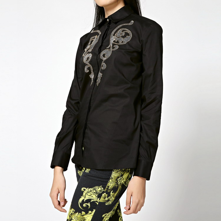 versace jeans/范思哲牛仔女士衬衫-女士黑色棉质经典衬衫