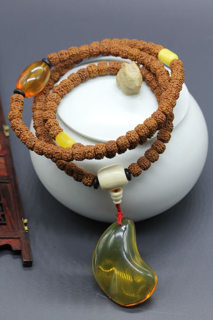 jadecolour/瑾色 收藏级小金刚配缅甸琥珀 猛犸牙佛头108佛珠手串(附