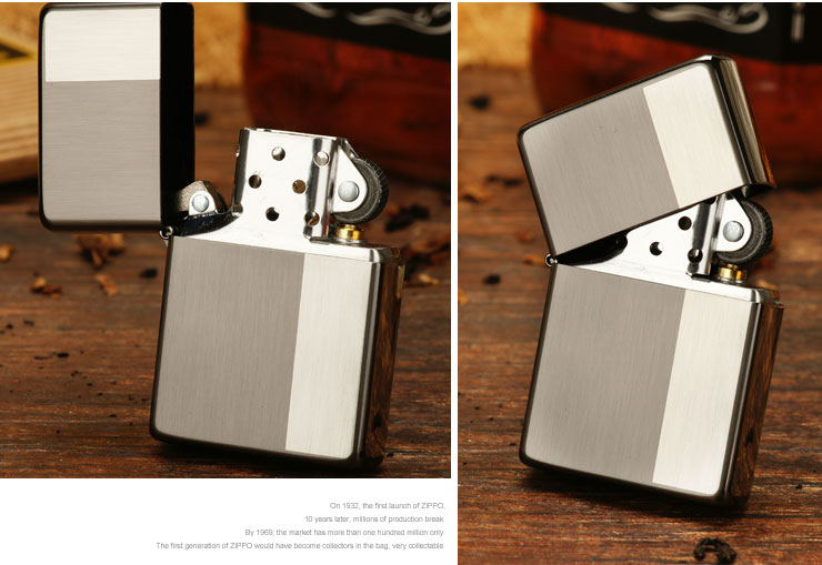 zippo打火机37复刻现代经典 黑冰四面侧铌拉丝