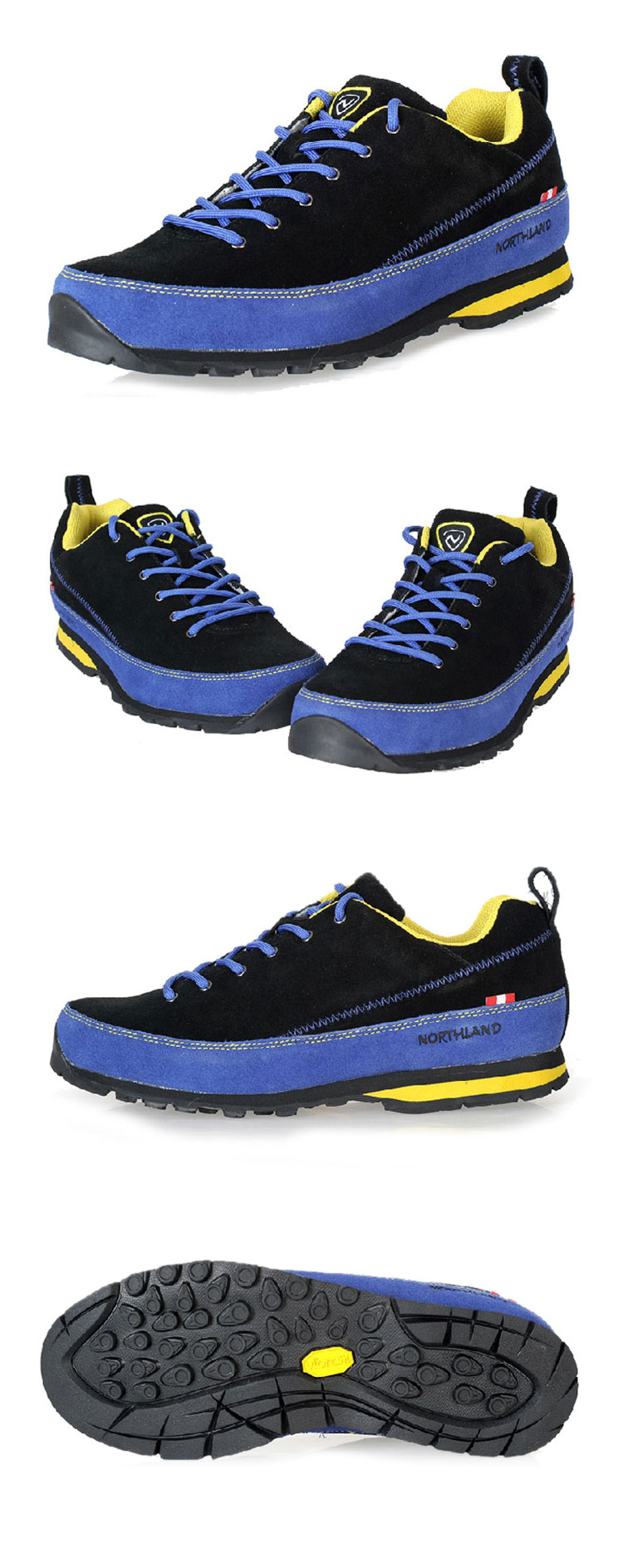 northland诺诗兰正品 皇家蓝黑色 新款户外休闲系带低帮鞋男徒步鞋fa