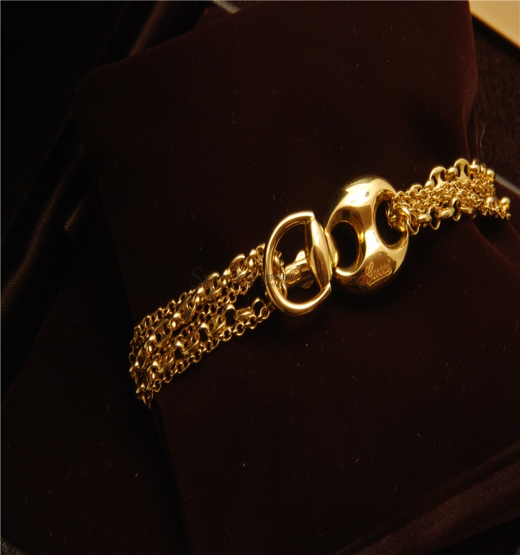 gucci 古驰 18k黄金马扣流苏手链224025j85008000