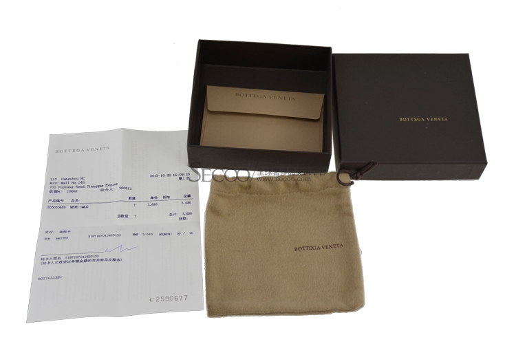 bottega veneta(葆蝶家)咖啡色羊皮编织短款钱包