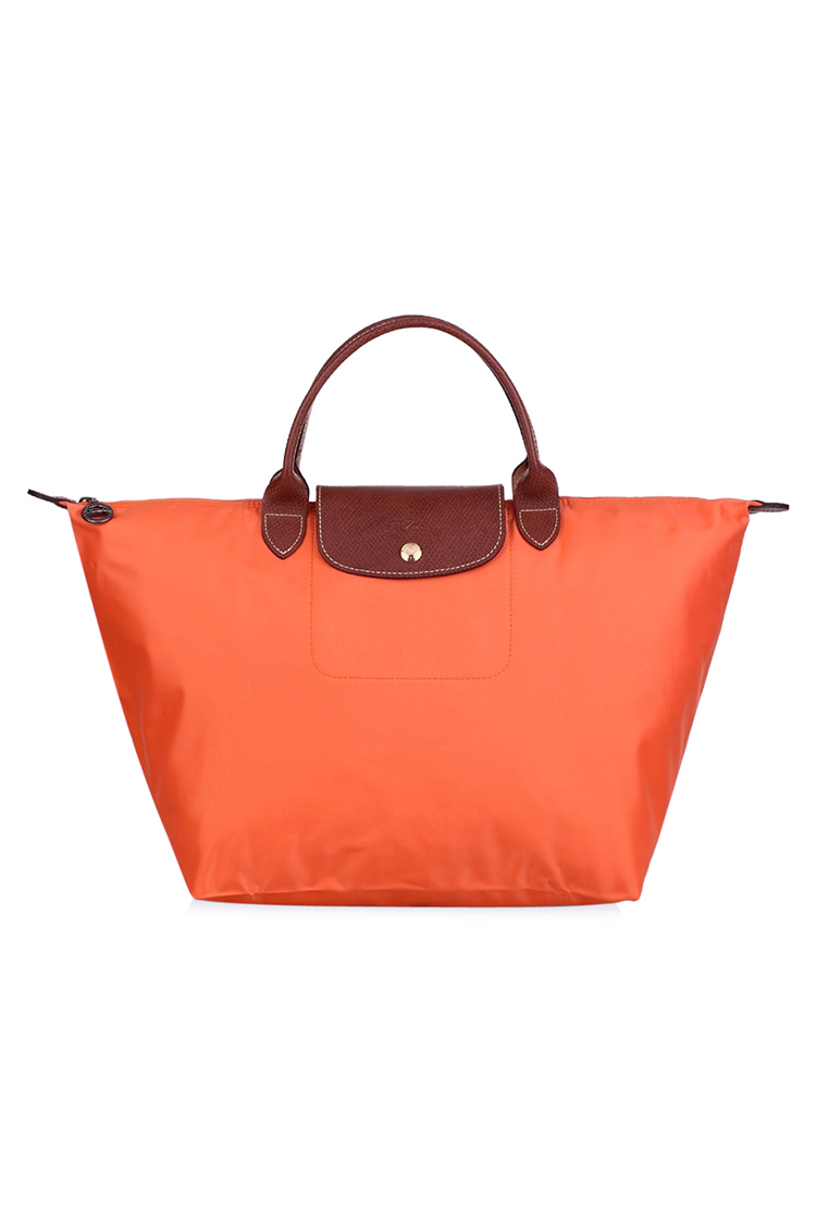 longchamp 珑骧 橙色经典尼龙折叠中号短柄 女士手拎包/饺子包 1623