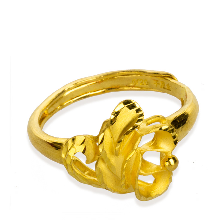 baoyijin宝易金珠宝 au999千足金戒指 指间温情-羽毛黄金女款