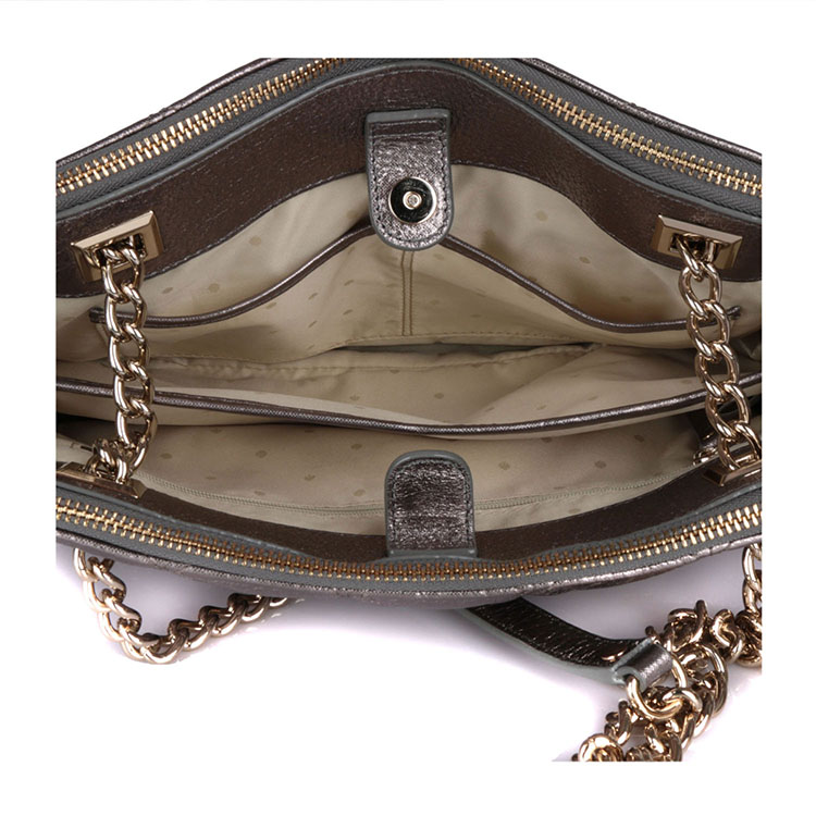 spade/凯特·丝蓓ks女款菱形格浅粉色/银色牛皮手提包/单肩包 链条包