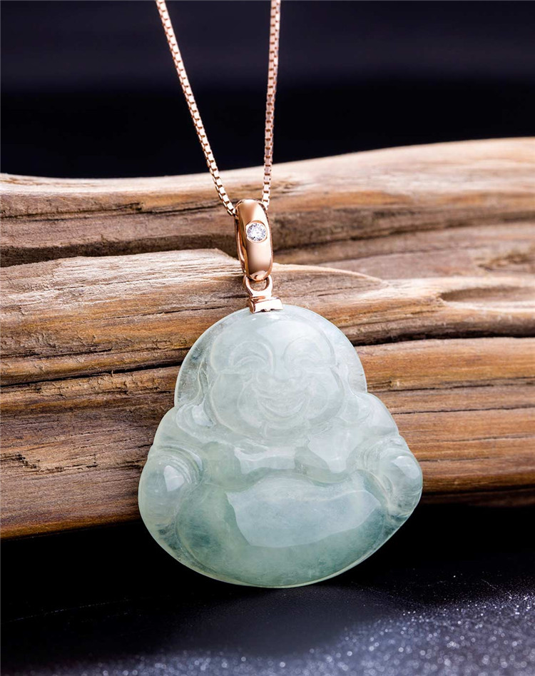 m-jew(鸣钻国际)大肚笑佛 天然a货翡翠吊坠豆种