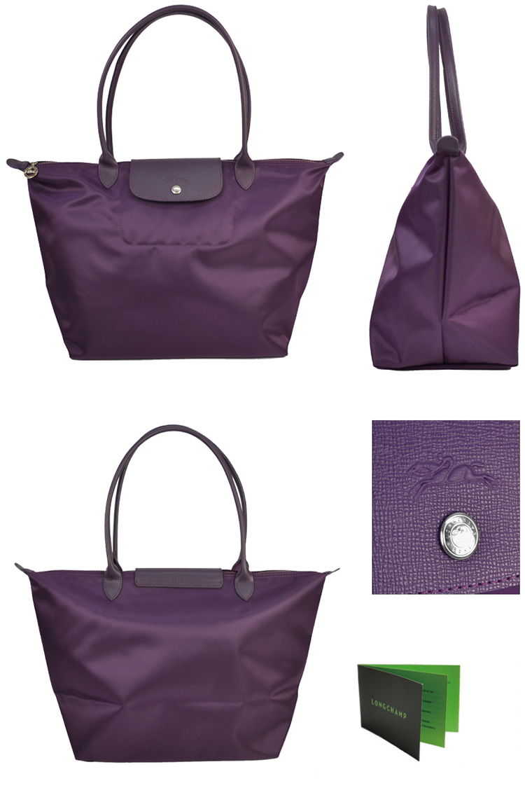 longchamp 珑骧 女款长柄大号厚款尼龙手拎肩背包 1899 578 浆果紫