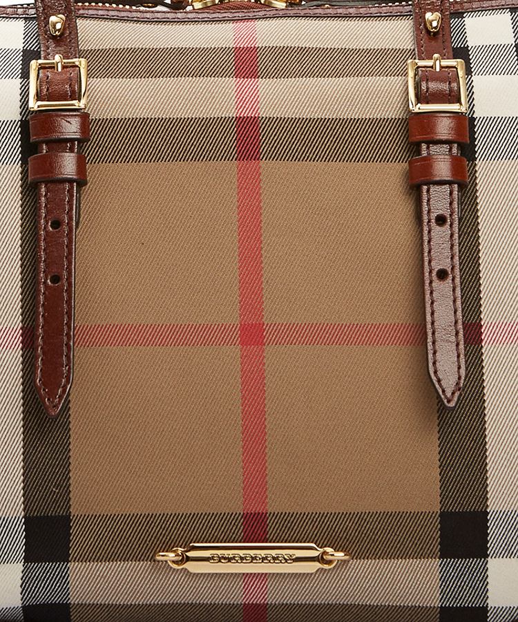 burberry/博柏利 经典格纹 帆布/配皮 女士骑士包袋