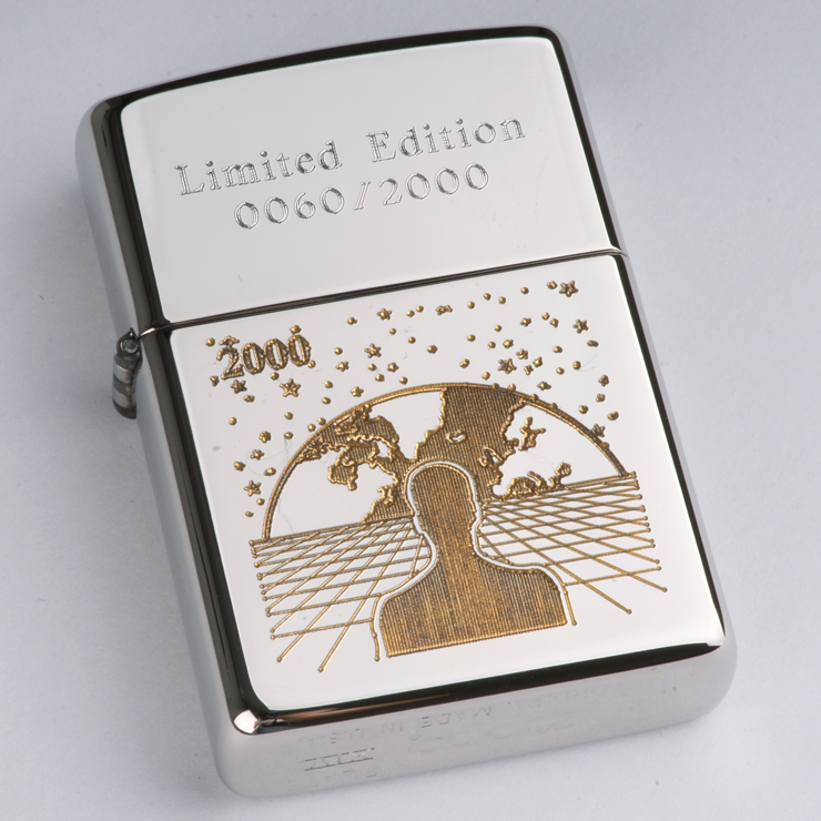 zippo打火机 1998年镀银镶金千禧年纪念(限量2000)