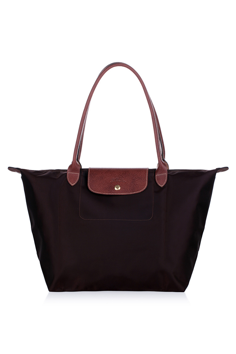 longchamp珑骧 深咖色尼龙 le pliage 经典长柄大号折叠系列手提包/单