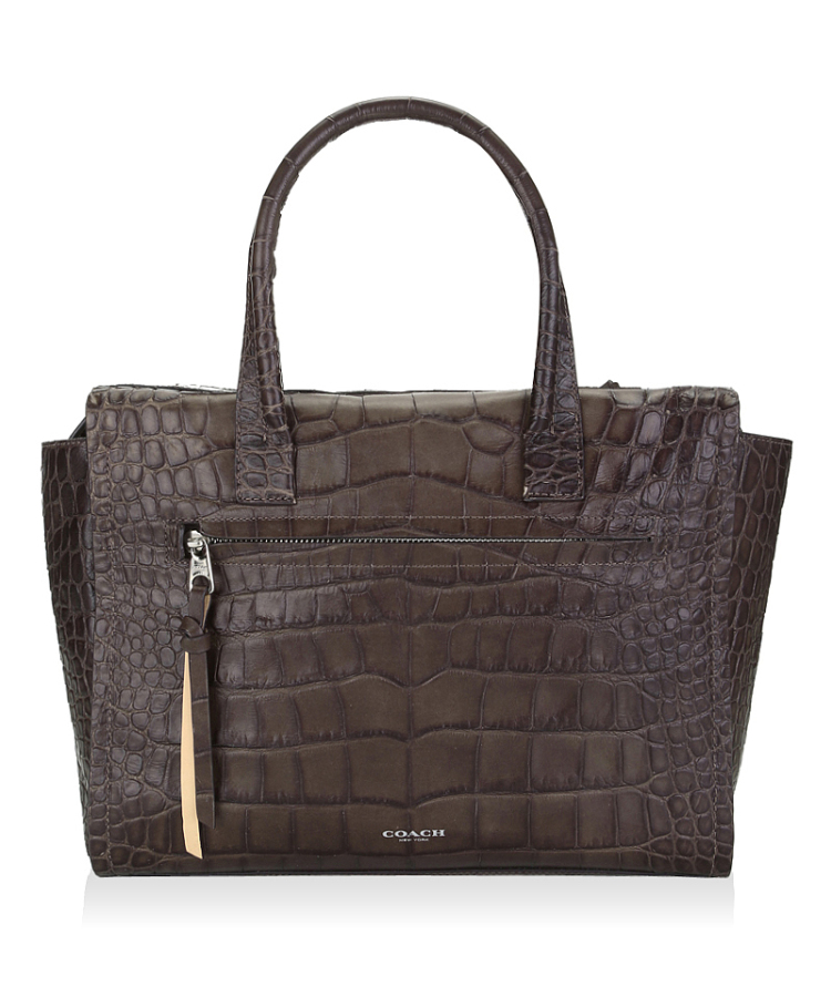 coach/蔻驰 女式鳄鱼纹棕色牛皮单肩包