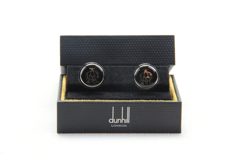 alfred dunhill/艾尔弗雷德·登喜路 圆形金属铁ad标志黑色男士袖口