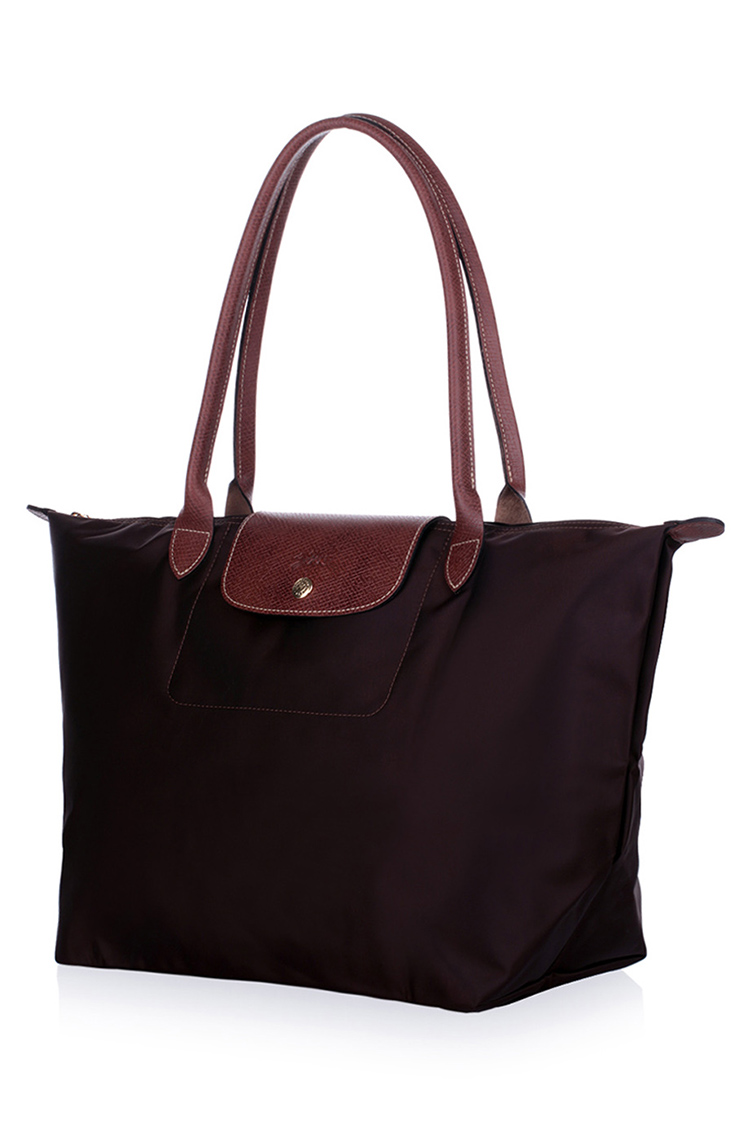 longchamp珑骧 深咖色尼龙 le pliage 经典长柄大号折叠系列手提包/单