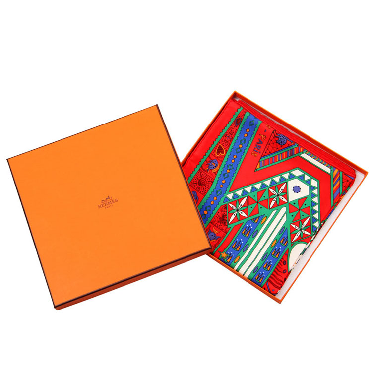 hermes 爱马仕 ors bleus d afrique 红色/蓝色 桑蚕丝 女款 丝巾围巾