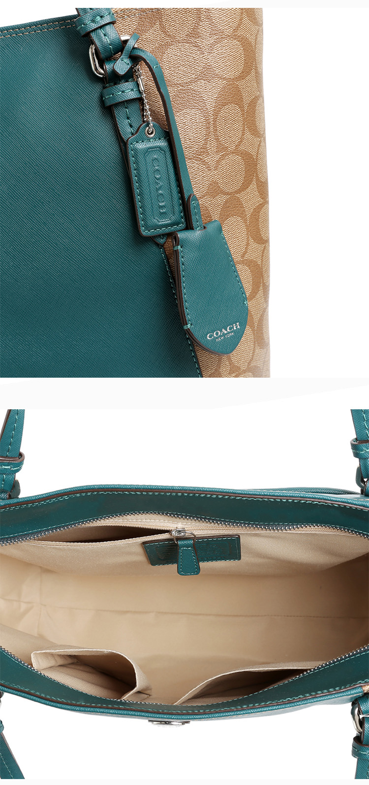 coach/蔻驰 新款卡其蓝色女士pvc/配皮时尚手提单肩包 30301