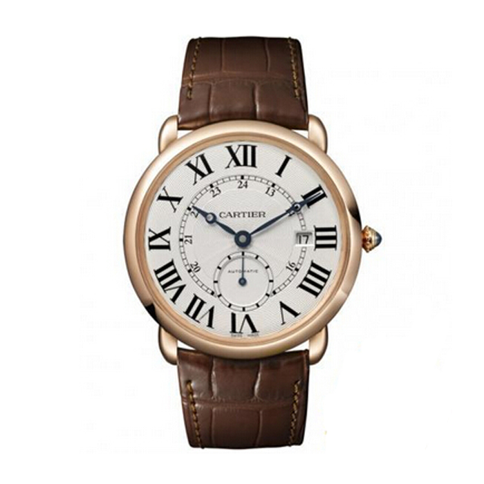 cartier/卡地亚 路易圆形系列 18k玫瑰金 自动机械男表 w6801005