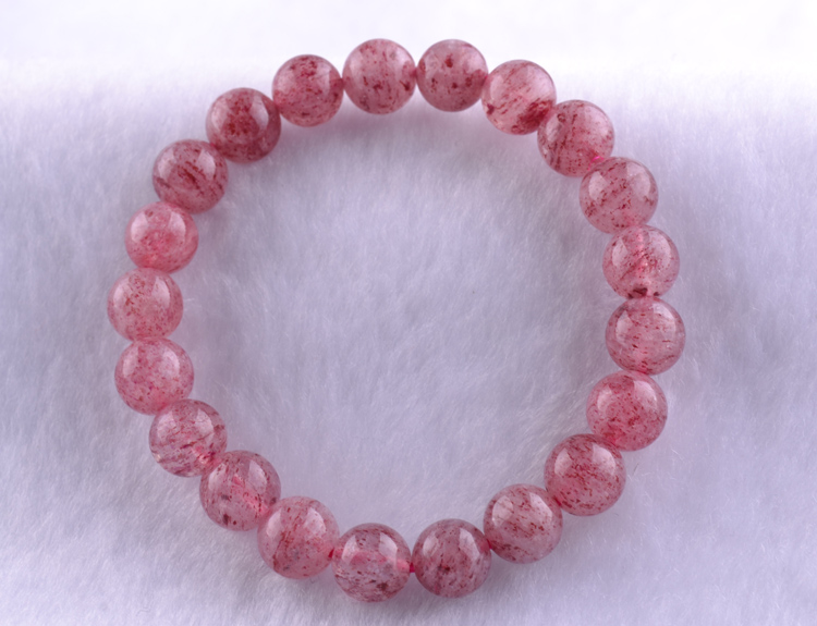 elsa/伊尔莎 天然水晶草莓晶蔷薇晶约9mm手链 简约单层手串 重约21g