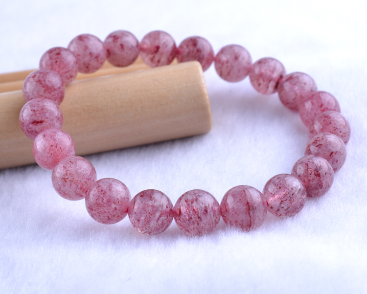 elsa/伊尔莎 天然水晶草莓晶蔷薇晶约9mm手链 简约单层手串 重约21g