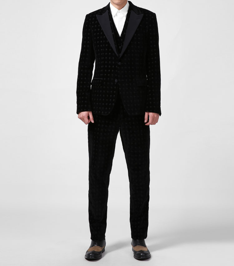 dolce&gabbana/杜嘉班纳男士西装-男士深灰色棉经典西套(3件套)