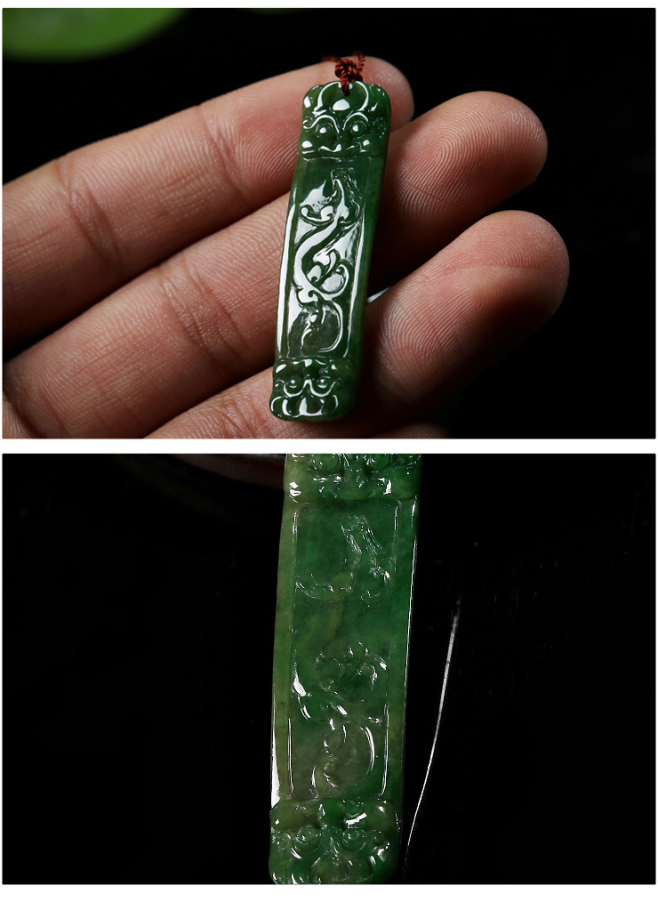 mmt/曼丽翠 天然老坑翡翠深绿精工龙钩吊坠