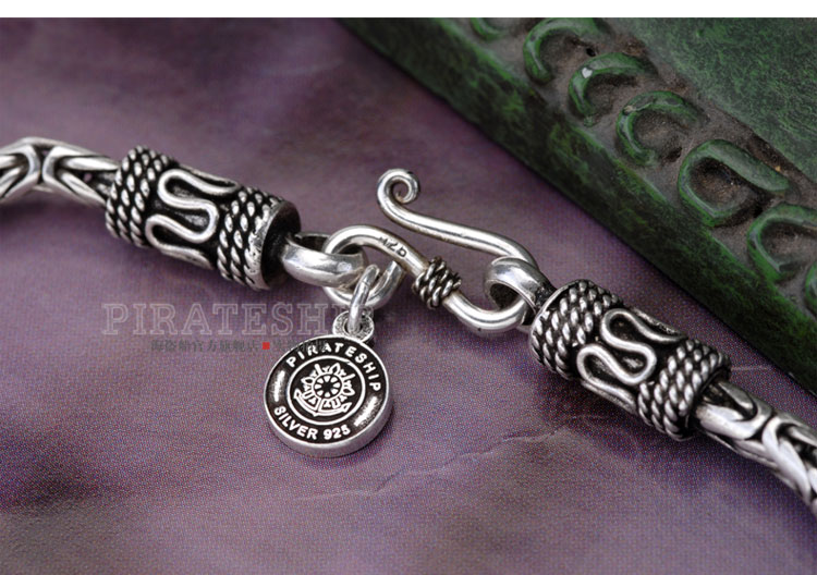 pirate ship/海盗船 s925银复古平安纹手链 75060