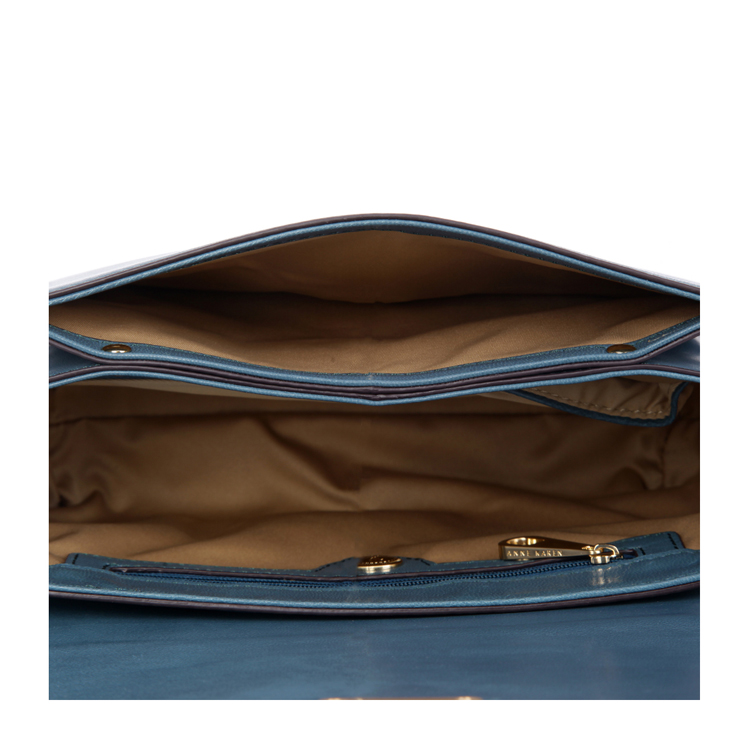 anne karen/安珂琳轻松系列女士羊皮单肩包 孔雀蓝/松石绿色