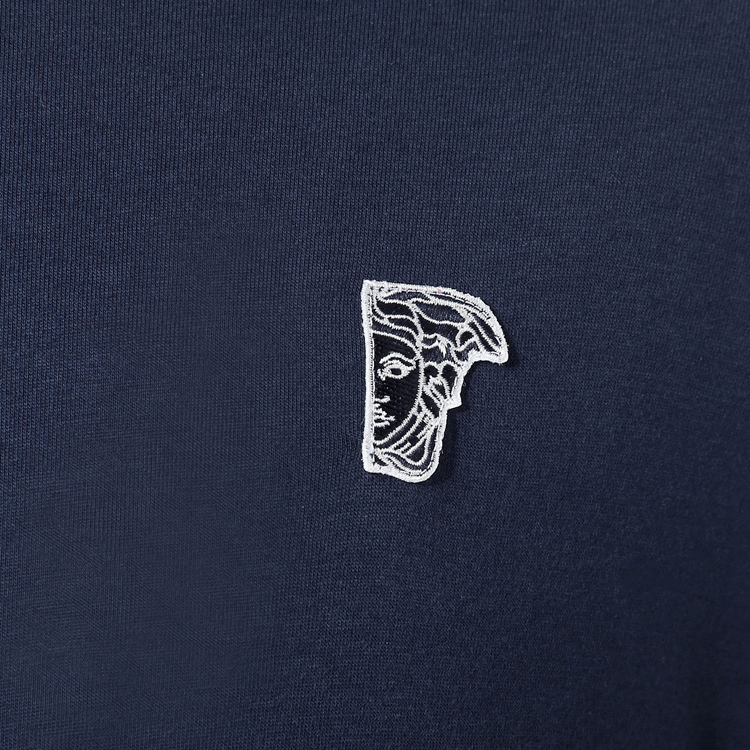 versace/范思哲美杜莎半张脸刺绣logo圆领短袖纯棉男士t恤v800487 vj