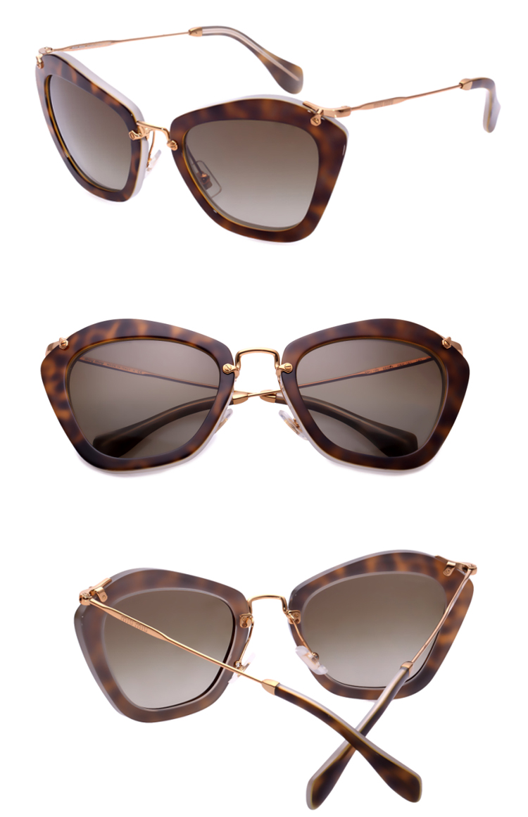 miumiu/缪缪太阳镜 smu10n hah-1x1玳瑁框墨镜 明星同款时尚潮人女士