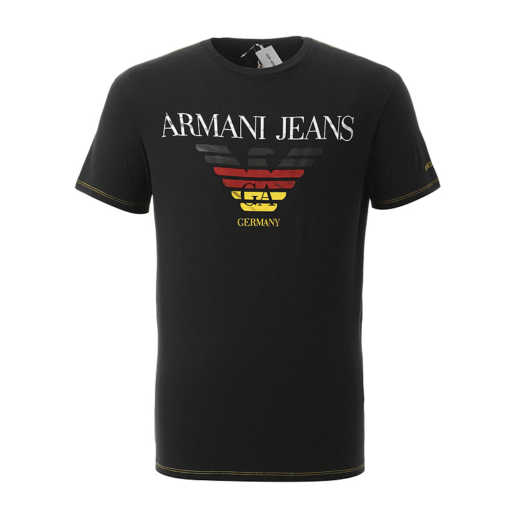 armani jeans/阿瑪尼牛仔德國國旗顏色大鷹標圓領純棉短袖男士t恤z6h